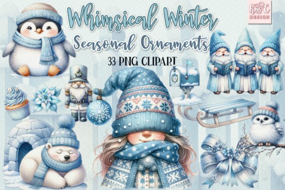 Download Whimsical Winter Seasonal Ornaments PNG - Seasonal Collection