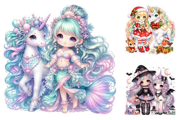Download Cute Chibi Girl Unicorn Seasonal Clipart - Seasonal Collection