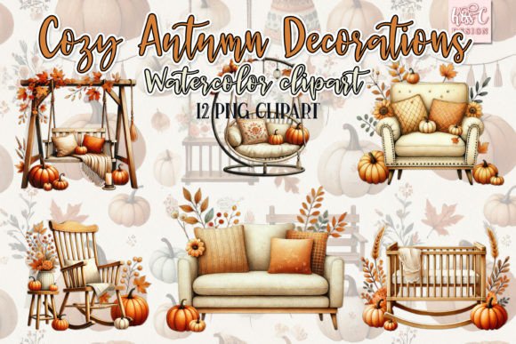 Download Cozy Autumn Decor Seasonal Clipart Set - Seasonal Collection